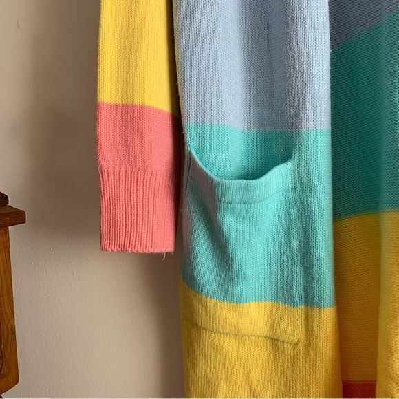 Pastel Stripe Long Open Cardigan - Picture 3 of 8